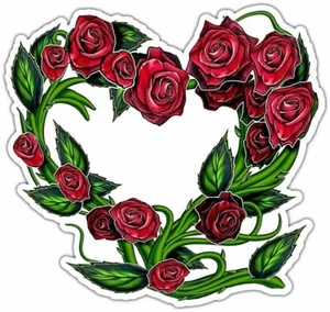 Calcomanía adhesiva de vinilo para parachoques de coche corazón flores rosas amor San Valentín 4,6" - Imagen 1 de 1