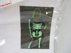 Skeleton Catsuit Costume Womens Small Glow In Dark Halloween Black Halloween New - Picture 1 of 10