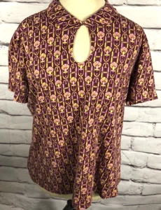 Modcloth Womens Size XL Purple/Yellow Short Sleeve Shirt - Picture 1 of 4