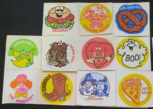 VINTAGE TREND scratch sniff stickers SALAMI PIZZA SPICE COCONUT GUMBALL BANANA - Picture 1 of 12