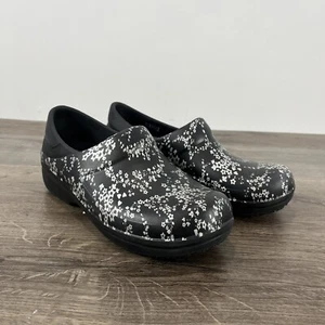 Crocs Neria Pro II Clogs Sz 10 W Womens Slip Resistant Work Shoes Black Floral - Picture 1 of 15