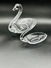 Vintage Set Of 2 Clear Large Glass Swan Dish by Duncan Miller Mint Condition