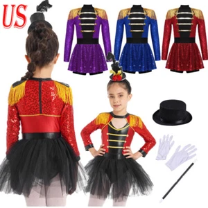 Kinder Mädchen glänzend Pailletten Halloween Weihnachten Body Tanz Performance Outfit - Bild 1 von 62