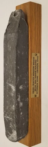 Antique 1844 Lead 6' lb Sash Window Weight Mounted on Wooden Display Plaque Cover