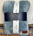 NEW Brooks Brothers KING Oversized Fleece Blanket Plush BLUE 112in x 92in