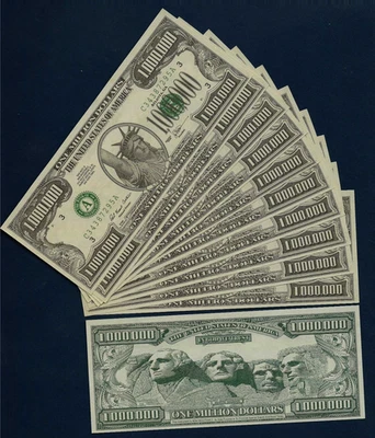 1,000,000 MILLION DOLLAR x 10 Realistic 1996 Statue of LIBERTY USA UNC FUN MONEY - Image 1 of 4