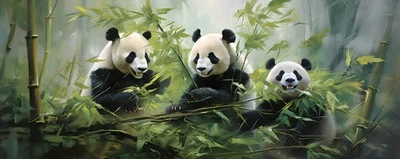 Animal Family Bamboo Canvas Art Home Decor Wall Art Posters Prints Painting - Image 1 of 4