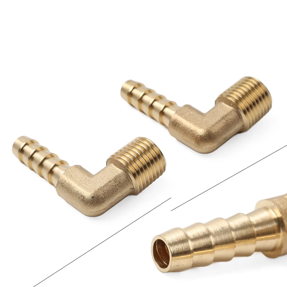 2pcs Brass Hose Barb Fitting Elbow 1/4" x 1/4 NPT Male Thread Pipe Connectors - Image 1 of 4