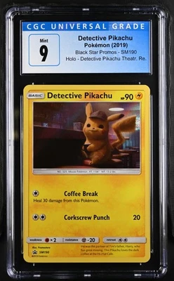 Detective Pikachu CGC Graded 9 2019 Black Star Promos Movie SM190 Pokemon Card - Image 1 of 2