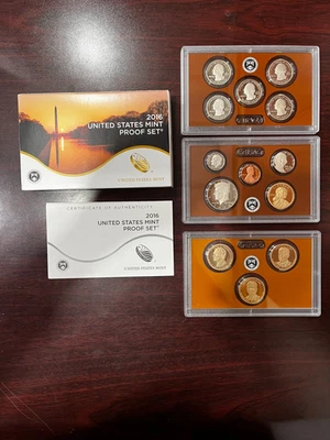 2016 Proof Set Complete 3 Sets. CLAD 13 Coins total - Image 1 of 2