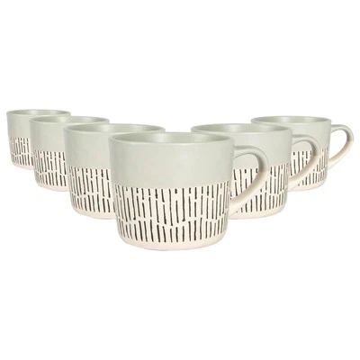 6x grau 450 ml getauchtes Armaturenbrett Kaffeetassen Große Keramik -Teetassen - Bild 1 von 4