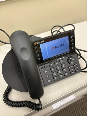 ShoreTel 485G Black 8 Line VoIP Business Phone w/ stand/handset/power IP485G - Image 1 of 4
