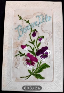 N° 808/24 -Cpa postale  brodée  Bonne Fête Ecrite - Foto 1 di 1