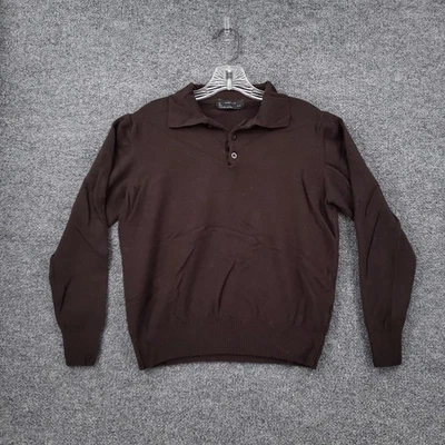 Мужской свитер-поло Zara L большой коричневый шерстяной с длинным рукавом с воротником вязаный для гольфа - Изображение 1 из 4
