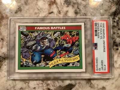 The Hulk vs Spider-Man 1990 Marvel Universe #114 PSA 10 GEM MINT Low POP Of 128! - Image 1 of 4