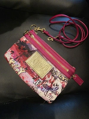 复古罕见蔻驰罂粟墙涂鸦腕带洋红色粉色和金色 — 第 1/4 张图片