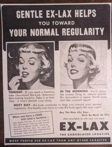 Ex Lax the Chocolated Laxative 1955 Vintage Small Print Ad - Picture 1 of 1