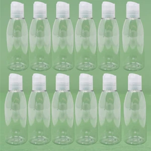 12 PET Plastik Flasche 150ml klar transparent rund leer mit Disc-Top Deckel neu - Bild 1 von 4