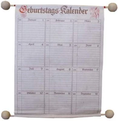 RNK 2886 Geburtstagskalender, 25 x 32 cm Geburtstagskalenderrolle