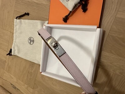 NUEVO HERMES Malva Pálido Epsom GHW Kelly 18 Cinturón Talla Única Ajustable Foto 1 de 4