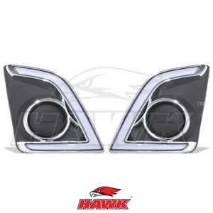 BLACK LED DRL FOG LIGHT SURROUND TRIM COVER FOR ISUZU D-MAX D MAX 2016-2019 - Picture 1 of 8