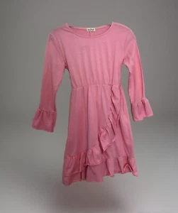 Besser Bay Girl’s Dress Size EU 150 US 12 Pink Jersey Knit Ruffled Bell Sleeve - Picture 1 of 7