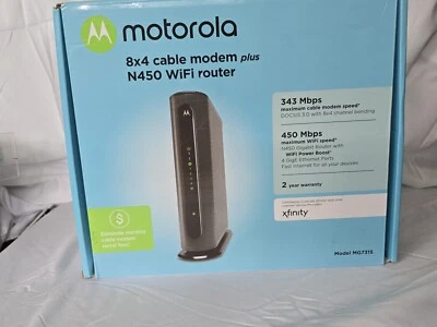 Motorola MG7315 8x4 343 Mbps DOCSIS 3.0 Cable Modem Plus N450 Wi-Fi Router - Image 1 of 4