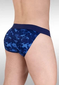 ErgoWear MAX SE Bikini Brief 3D Nose Shaped Pouch Micro Mesh Camo-Blue 1719 132 - Foto 1 di 4