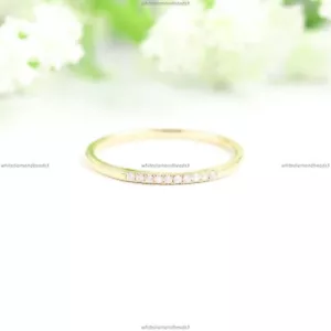Engagement Band Wedding Ring 14k Yellow Gold Natural Diamond Jewelry - Picture 1 of 4