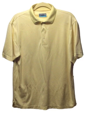 Polo de golf PGA Tour para hombre talla M manga corta amarillo blanco a rayas Foto 1 de 4