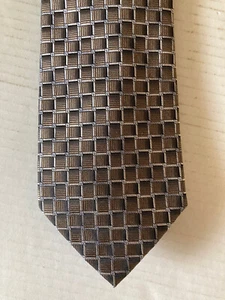 Joseph & Feiss Men's Necktie Tie Silk Brown Gray Geometric Squares - Picture 1 of 6