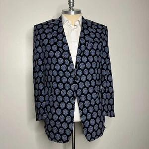 Hickey Freeman Men’s 44L Blazer Black Cotton Sport Coat Jacket Paisley Corduroy - Picture 1 of 11