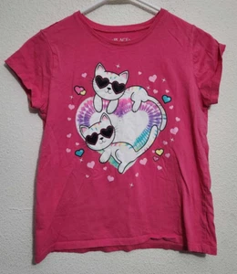 Place Girls Size XL Short-Sleeve T-Shirt Heart Cat Graphic Print - Picture 1 of 3