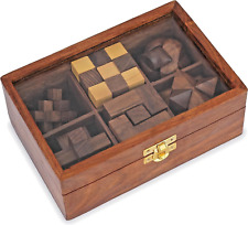 6-in-1 Wooden Puzzle Games Set - 3D Puzzles for Teens and Adults