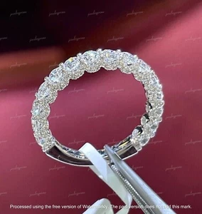 3Ct Round Diamond Lab-Created 14K White Gold Plated Eternity Wedding Band Ring - Picture 1 of 5