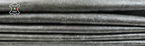 METALLIC SILVER ANTIQUED DISTRESSED Soft Goat leather 2 skins 10+sqf 1.0mm C2488 - Picture 1 of 7