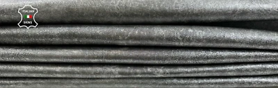 METALLIC SILVER ANTIQUED DISTRESSED Soft Goat leather 2 skins 10+sqf 1.0mm C2488 - Image 1 of 4
