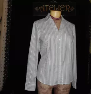 Blusa Alfani tg 8 manica lunga grigio bianco argento nuova senza etichetta misto cotone - Foto 1 di 3