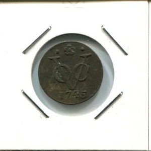 1745 HOLLAND VOC DUIT NETHERLANDS INDIES NEW YORK COLONIAL PENNY #VOC2529.7U - Picture 1 of 3