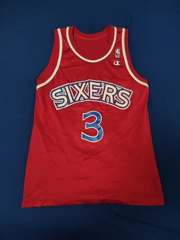 Vintage Champion Allen Iverson Philadelphia 76ers Jersey NBA Rookie Basketball Cover