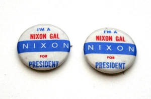 2 Rare 1968 I'm a Nixon Gal Richard Nixon for President Political Button NOS New - Picture 1 of 3