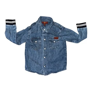 🔥 7 For All Mankind Toddler Boys Denim Jean Button Down Dress Shirt Size 2T 🔥 - Picture 1 of 3