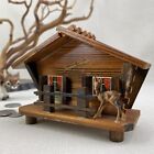 Chalet hospice Simplon avec banc de cerfs vintage souvenir suisse cabane bois