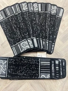 14 Open Plan Carpet Stair Treads black Large Pads size 60cm x 20cm (A2). - Picture 1 of 2