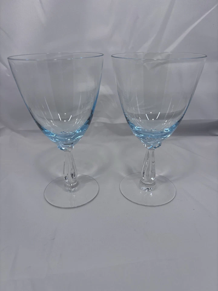 Juego de 2 copas de agua azul turquesa Fostoria Rhapsody vintage de vidrio de 6" Foto 1 de 4