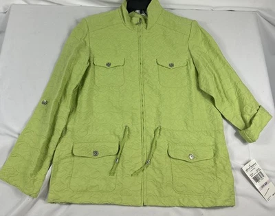 NUEVO CON ETIQUETAS Chaqueta Alfred Dunner 6P Verde Repujado Cremallera Cordón Cintura Foto 1 de 4