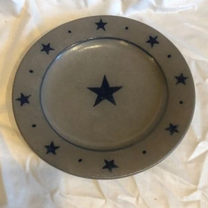Rowe Pottery Works 8 1/2" Blue Star Plate Salt Glazed - Picture 1 of 2