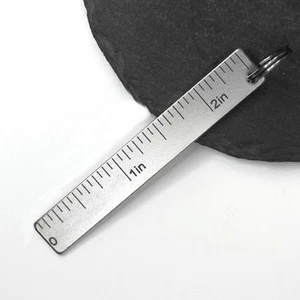 EDC Titanium Ruler Measuring Range in/ cm Ruler Keychain Pendant with Key Ring - Picture 1 of 5