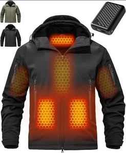 Wulcea Graphene Heated Soft Shell Jacket for Men 12V 18400mAh Medium, Black - Picture 1 of 8