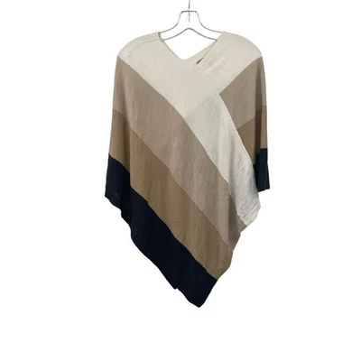 Ellen Tracy 女式披肩毛衣羊毛混纺套衫条纹 S 码 — 第 1/4 张图片